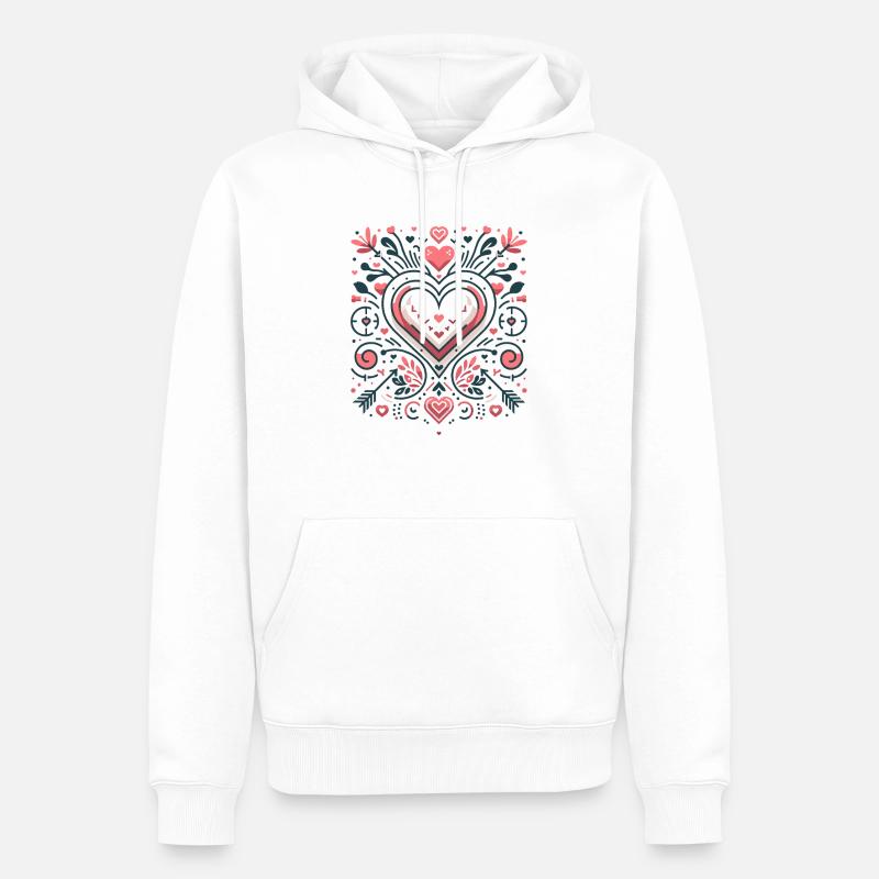 Herzmuster minimalistisch - Männer Premium Bio Hoodie - Weiß