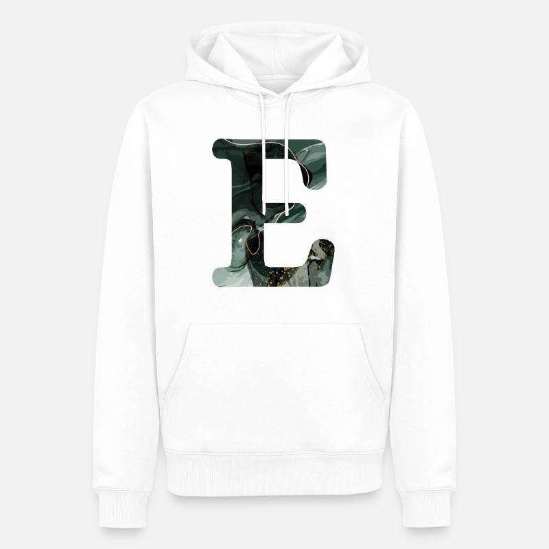 Lettre e marbré vert - Sweat à capuche Premium bio Homme - blanc