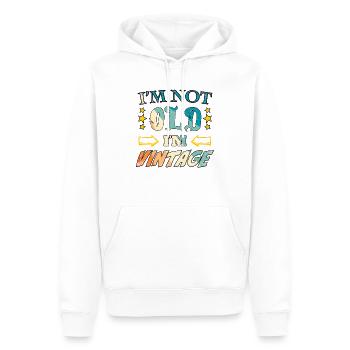 Je ne suis pas vieux, je suis vintage - Sweat à capuche Premium bio Homme - blanc - Devant - Nico (187cm)
