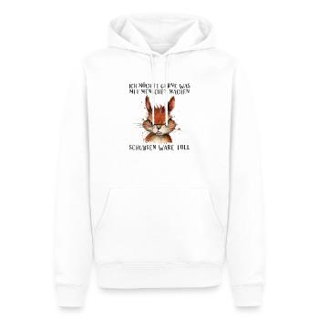 Ich möchte gerne was mit Menschen machen - Männer Premium Bio Hoodie - Weiß - Vorne - Nico (187cm)