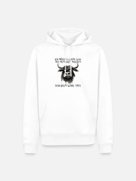 Ich möchte gerne was mit Menschen machen, schubsen - Männer Premium Bio Hoodie - Weiß
