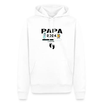 Homme bientôt papa Annonce, cadeau futur papa - Sweat à capuche Premium bio Homme - blanc - Devant - Nico (187cm)