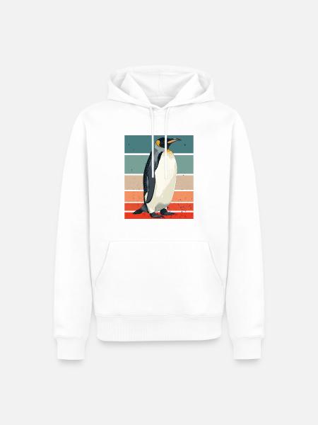 Pinguin Retro - Männer Premium Bio Hoodie - Weiß