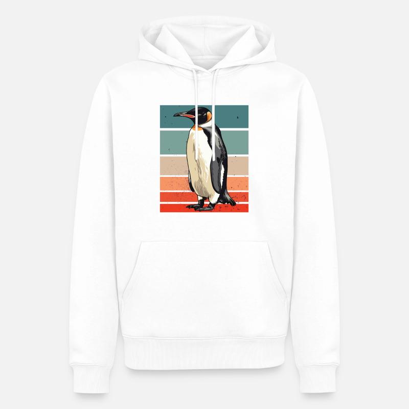 Pingouin rétro - Sweat à capuche Premium bio Homme - blanc