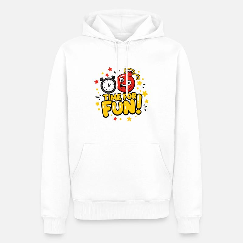 C’EST L’HEURE DE S’AMUSER - Sweat à capuche Premium bio Homme - blanc