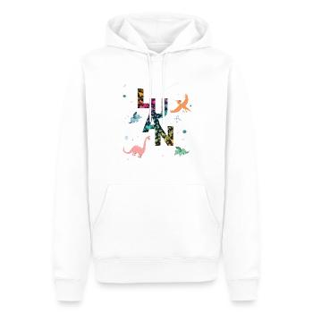 LUAN - Schöner Jungen Name mit Dinosaurier - Männer Premium Bio Hoodie - Weiß - Vorne - Nico (187cm)