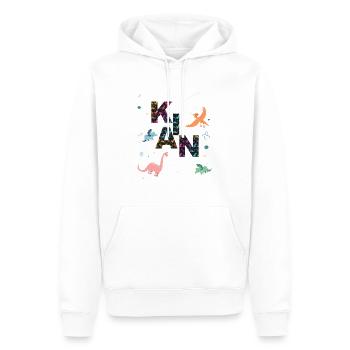 KIAN - Schöner Jungen Name mit Dinosaurier - Männer Premium Bio Hoodie - Weiß - Vorne - Nico (187cm)