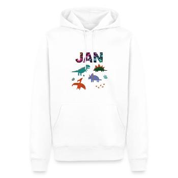 JAN - Schöner Jungen Name mit Dinosaurier - Männer Premium Bio Hoodie - Weiß - Vorne - Nico (187cm)