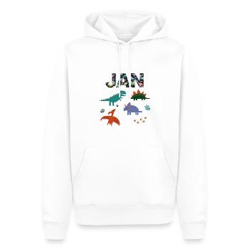 JAN - Schöner Jungen Name mit Dinosaurier - Männer Premium Bio Hoodie - Weiß - Vorne - Nico (187cm)