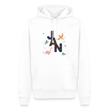 JAN - Schöner Jungen Name mit Dinosaurier - Männer Premium Bio Hoodie - Weiß - Vorne - Nico (187cm)