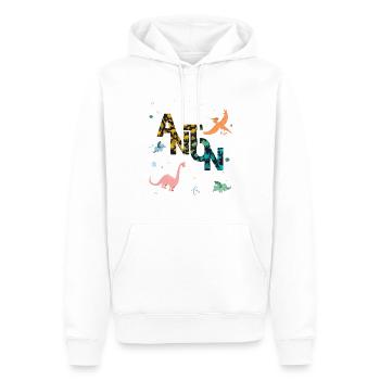 ANTON - Schöner Jungen Name mit Dinosaurier - Männer Premium Bio Hoodie - Weiß - Vorne - Nico (187cm)