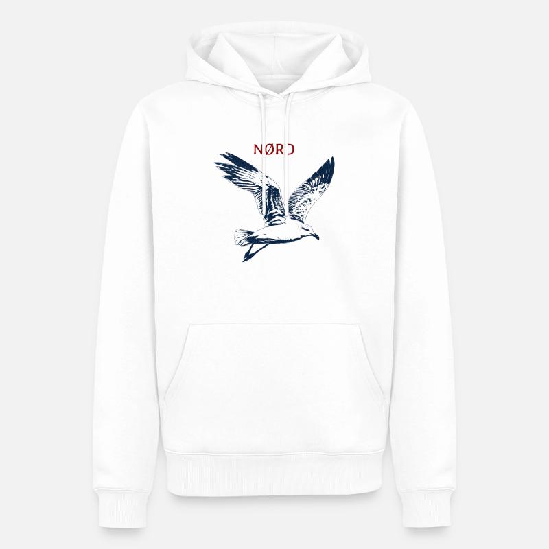 Mouette du Nord - Sweat à capuche Premium bio Homme - blanc