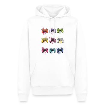 Bunte Controller für Gamer - Männer Premium Bio Hoodie - Weiß - Vorne - Nico (187cm)