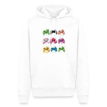 Bunte Controller für Gamer - Männer Premium Bio Hoodie - Weiß - Vorne - Nico (187cm)