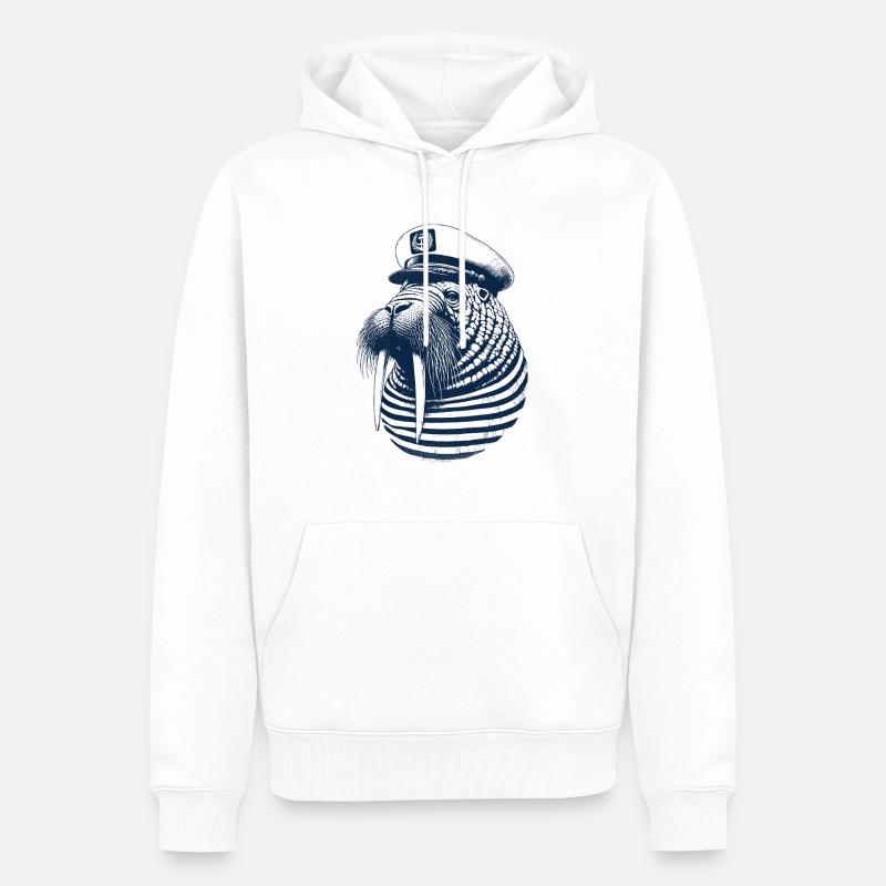 Capitaine du morse - Sweat à capuche Premium bio Homme - blanc