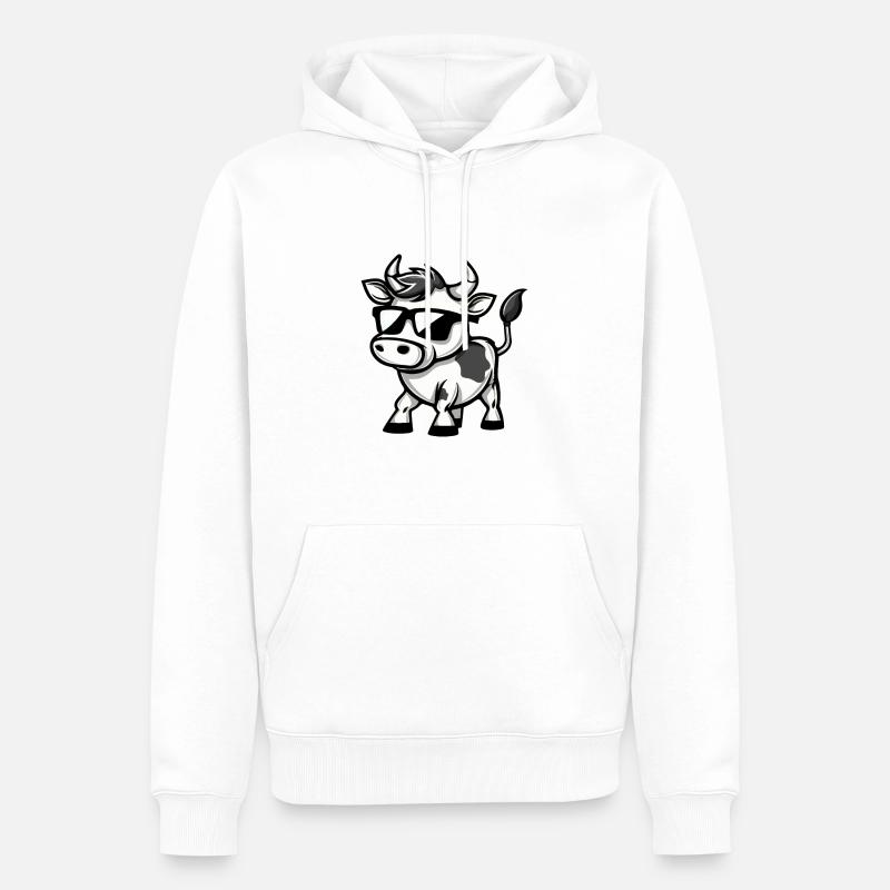 Vache Bande Dessinée Cool - Sweat à capuche Premium bio Homme - blanc