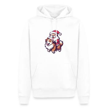 Border Collie Chien Père Noël Dessin animé - Sweat à capuche Premium bio Homme - blanc - Devant - Nico (187cm)