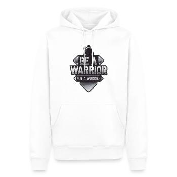 Soyez un guerrier, pas un dicton inspirant inquiet - Sweat à capuche Premium bio Homme - blanc - Devant - Nico (187cm)