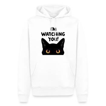 Je te regarde Humour de chat drôle - Sweat à capuche Premium bio Homme - blanc - Devant - Nico (187cm)