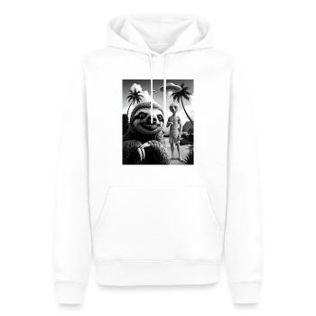 Faultier macht Selfie mit Alien am Strand - Männer Premium Bio Hoodie - Weiß - Vorne - Nico (187cm)