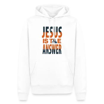 Jésus est la réponse - Jesus ist die Antwort - Sweat à capuche Premium bio Homme - blanc - Devant - Nico (187cm)