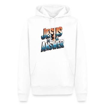 Jésus est la réponse - Jesus ist die Antwort - Sweat à capuche Premium bio Homme - blanc - Devant - Nico (187cm)