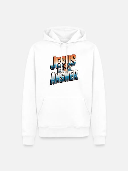 Jésus est la réponse - Jesus ist die Antwort - Sweat à capuche Premium bio Homme - blanc