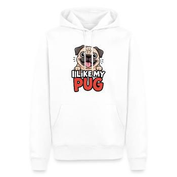 I like my Pug Dog Love - Men’s Premium Organic Hoodie - white - Front - Nico (187cm)