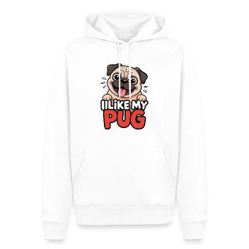 I like my Pug Dog Love - Men’s Premium Organic Hoodie - white - Front - Nico (187cm)