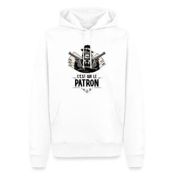 C'est qui le patron - Sweat à capuche Premium bio Homme - blanc - Devant - Nico (187cm)