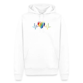 LGBT GAY Rainbow Flag Heart Beat Gift - Männer Premium Bio Hoodie - Weiß - Vorne - Nico (187cm)