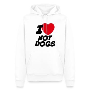 J’adore les hot-dogs - Sweat à capuche Premium bio Homme - blanc - Devant - Nico (187cm)