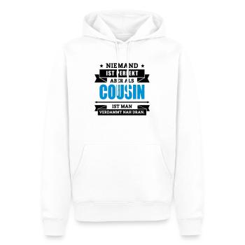 Funshirt Cousin - Männer Premium Bio Hoodie - Weiß - Vorne - Nico (187cm)