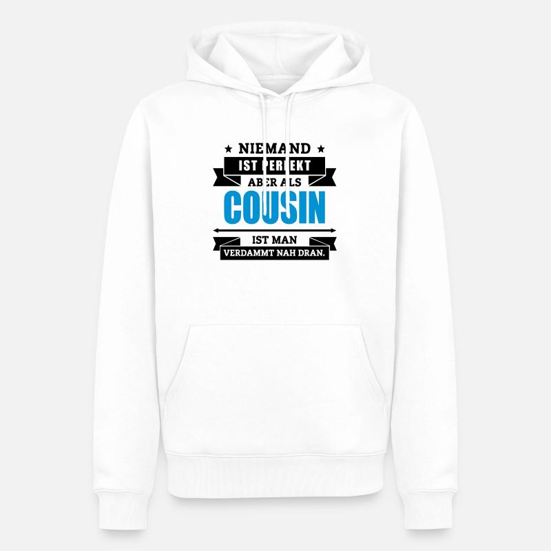 Funshirt Cousin - Männer Premium Bio Hoodie - Weiß