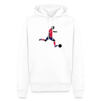Soccer Kick 3c - Men’s Premium Organic Hoodie - white - Front - Nico (187cm)