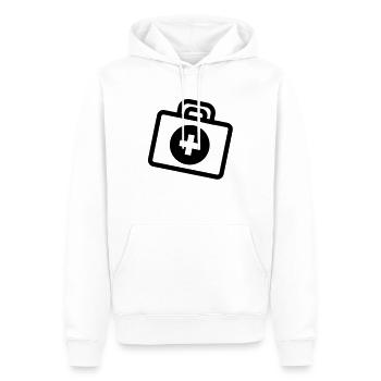 erstehilfe_f1 - Sweat à capuche Premium bio Homme - blanc - Devant - Nico (187cm)