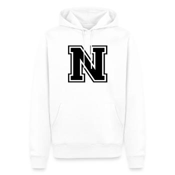 n - Männer Premium Bio Hoodie - Weiß - Vorne - Nico (187cm)