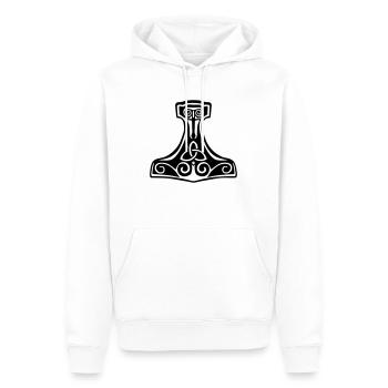 marteau de thor Mjollnir symbole viking - Sweat à capuche Premium bio Homme - blanc - Devant - Nico (187cm)