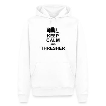 keep calm and thresher kg10 - Sweat à capuche Premium bio Homme - blanc - Devant - Nico (187cm)