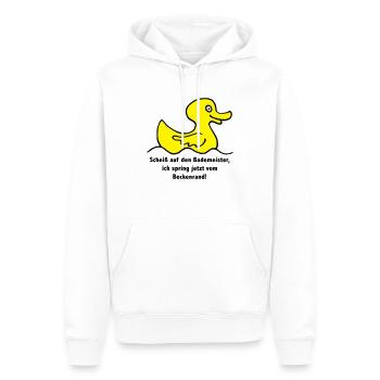quietscheente_07201501_3c - Männer Premium Bio Hoodie - Weiß - Vorne - Nico (187cm)