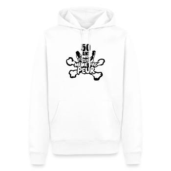 50 ans meme pas peur anniversaire - Sweat à capuche Premium bio Homme - blanc - Devant - Nico (187cm)