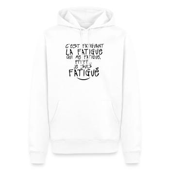 fatiguant fatigue citation 0 - Sweat à capuche Premium bio Homme - blanc - Devant - Nico (187cm)