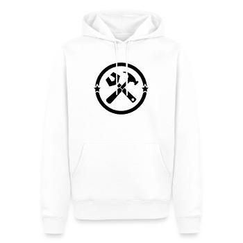 manoeuvre / chantier / bâtiment / ouvrier - Sweat à capuche Premium bio Homme - blanc - Devant - Nico (187cm)