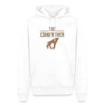 Bitcoin BTC, le Coinfather - Sweat à capuche Premium bio Homme - blanc - Devant - Nico (187cm)