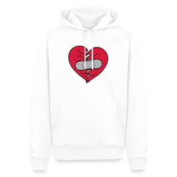 Pflaster Herz gebrochen - Männer Premium Bio Hoodie - Weiß - Vorne - Nico (187cm)