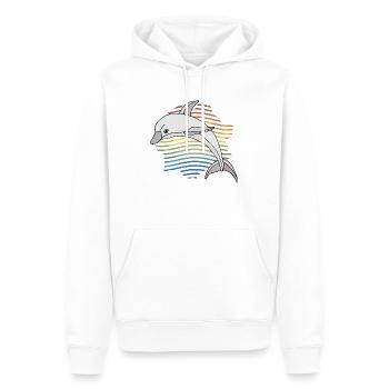 Dolphin - Men’s Premium Organic Hoodie - white - Front - Nico (187cm)