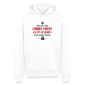 l homme parfait est routier / poids lourd - Sweat à capuche Premium bio Homme - blanc - Devant - Nico (187cm)