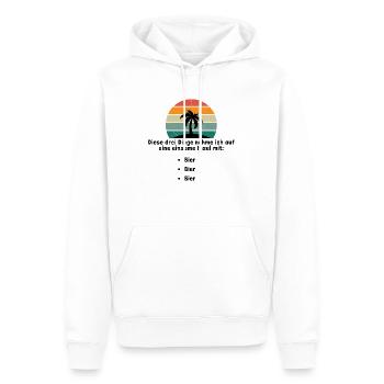 Ces trois choses que j’emmène sur une île déserte - Sweat à capuche Premium bio Homme - blanc - Devant - Nico (187cm)