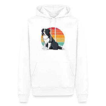 Border collie Retro 2 - Sweat à capuche Premium bio Homme - blanc - Devant - Nico (187cm)