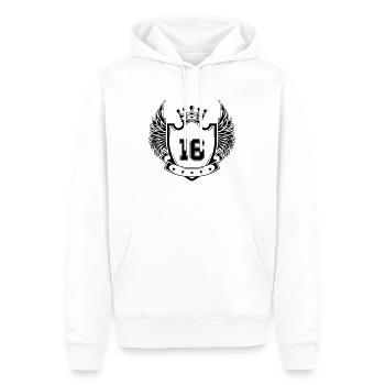 Wappen 16 - Männer Premium Bio Hoodie - Weiß - Vorne - Nico (187cm)
